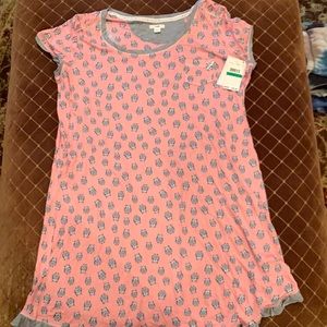 Layla pink & grey with Owls nightgown NWT